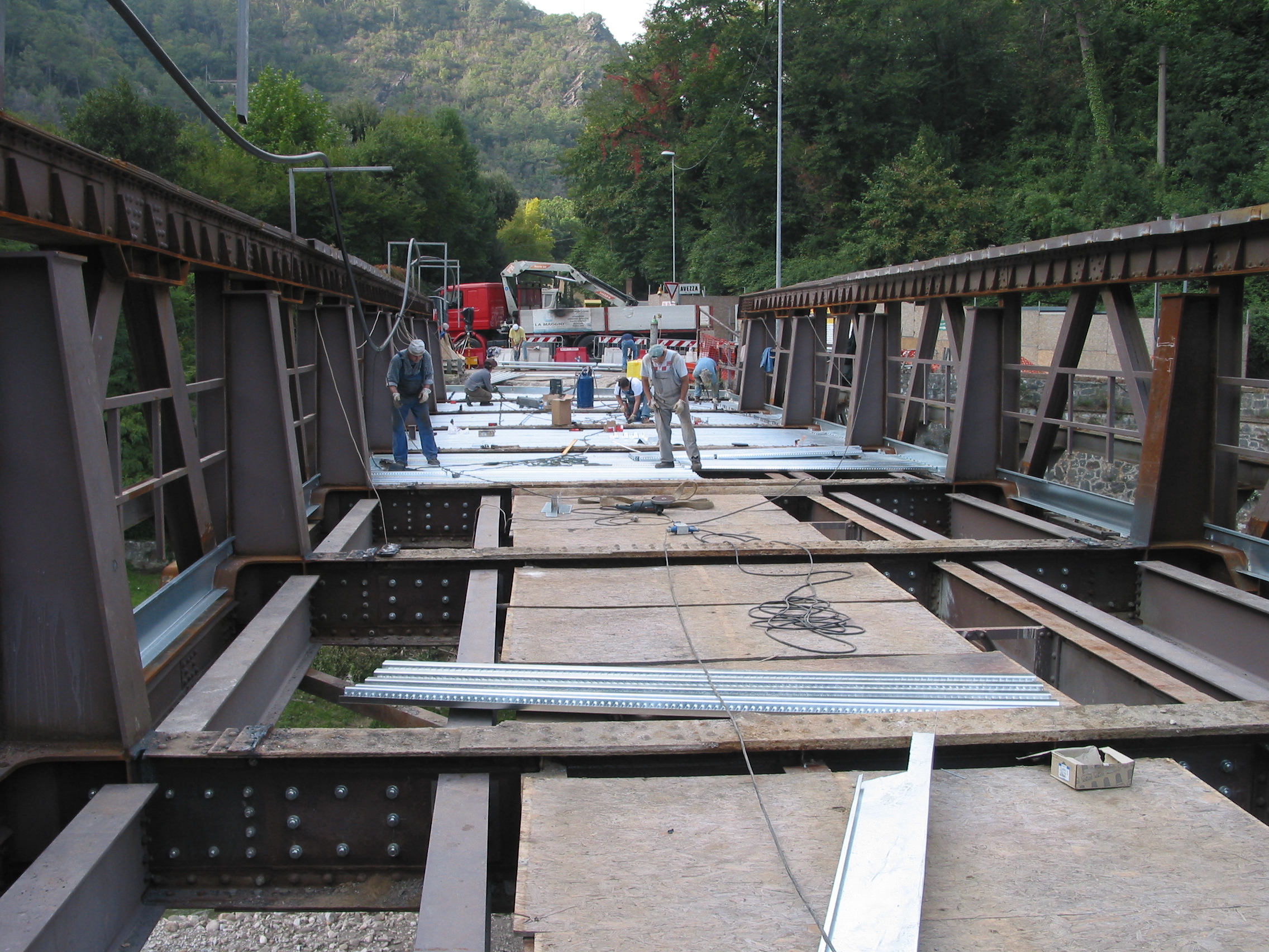 Dettaglio durante i lavori sulla struttura del ponte